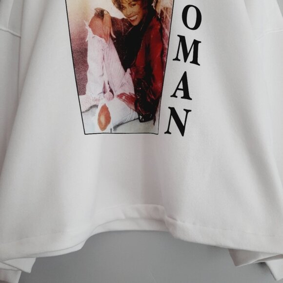 WHITNEY HOUSTON Boxy Relaxed Fit Crewneck Comfy Sweatshirt Top White Sz 3X - Picture 4 of 16